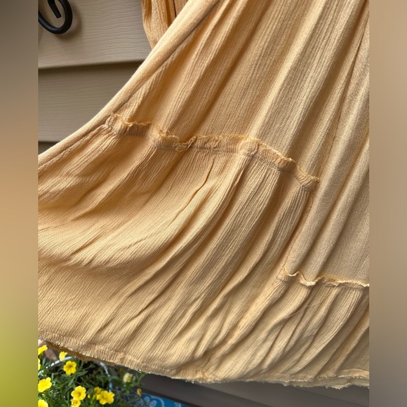 Free People Yellow Crochet Neckline Tiered Tunic, M - Picture 6 of 8